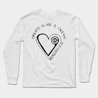 Hand Drawn Heart Psalms 51:10 Long Sleeve T-Shirt